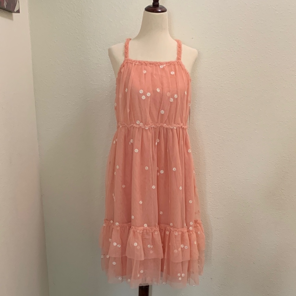 Peach Floral Kids Dress